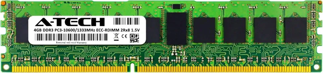 4 GB de RAM para servidores Dell PowerEdge R310, T310 | DDR3 1333MHz ECC-RDIMM PC3-10600 2Rx8 1.5V 240-Pin ECC
