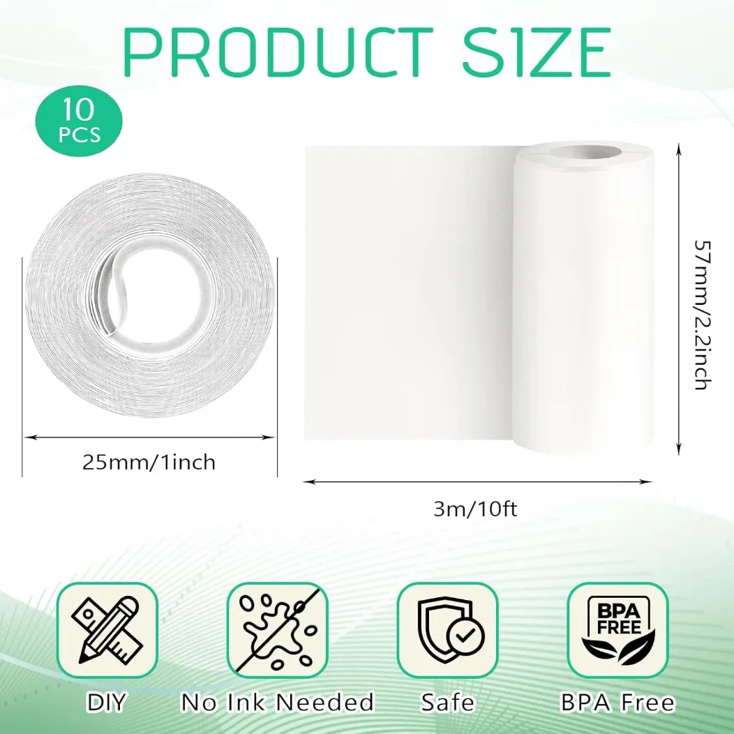 [0600-013] Rollos De Papel Térmico Autoadhesivo Para Impresora Portátil (Blanco y de colores)