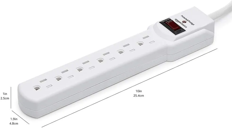 [0900-014] Protector de sobretensión AmazonBasics de 6 salidas, 200 J Blanco